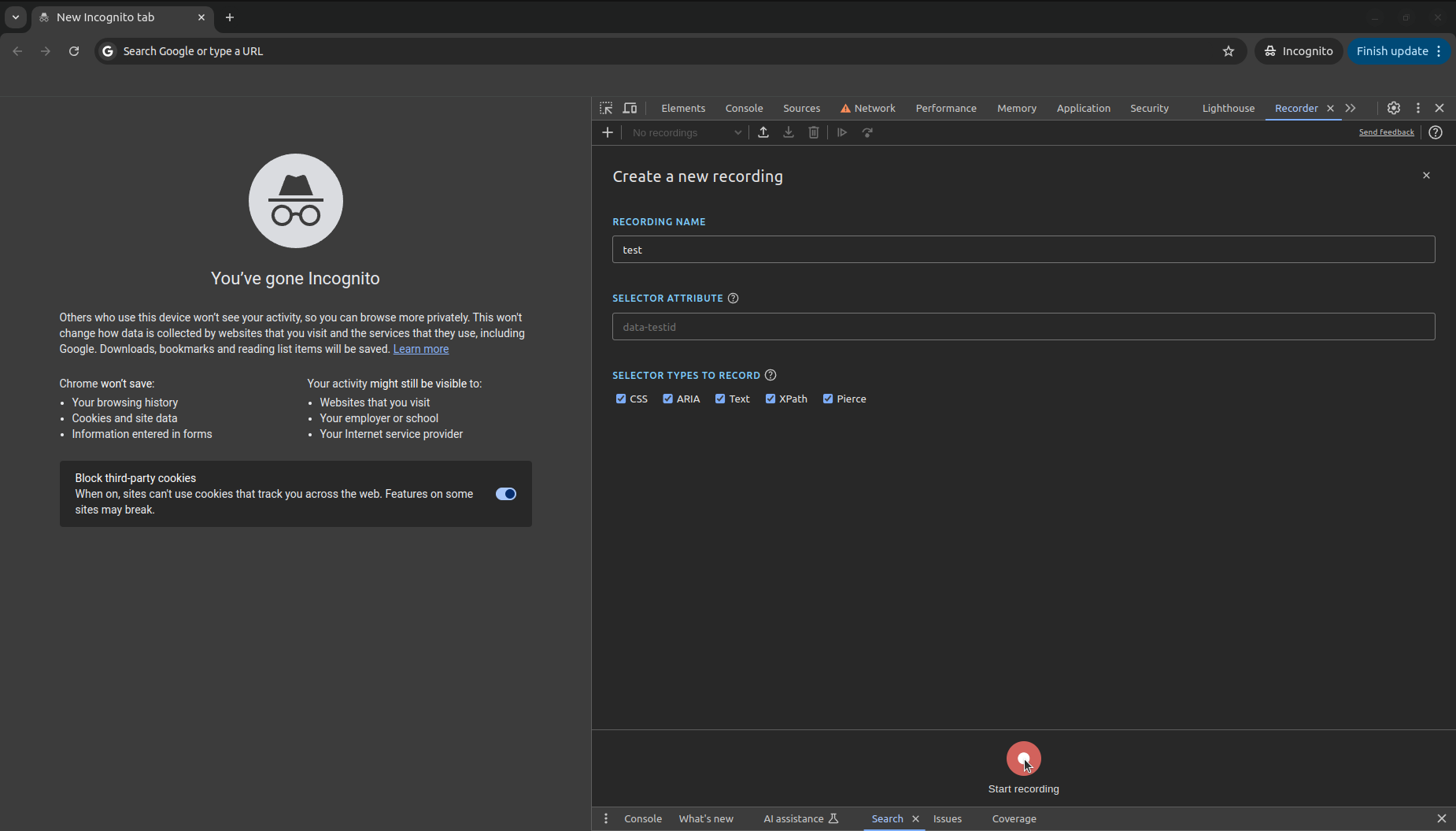 Begin script recording