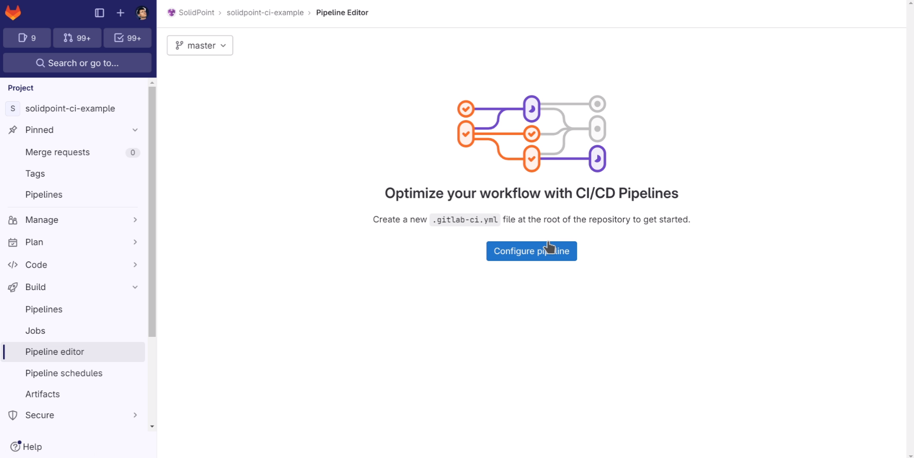Скриншот кнопки «Настроить пайплайн»