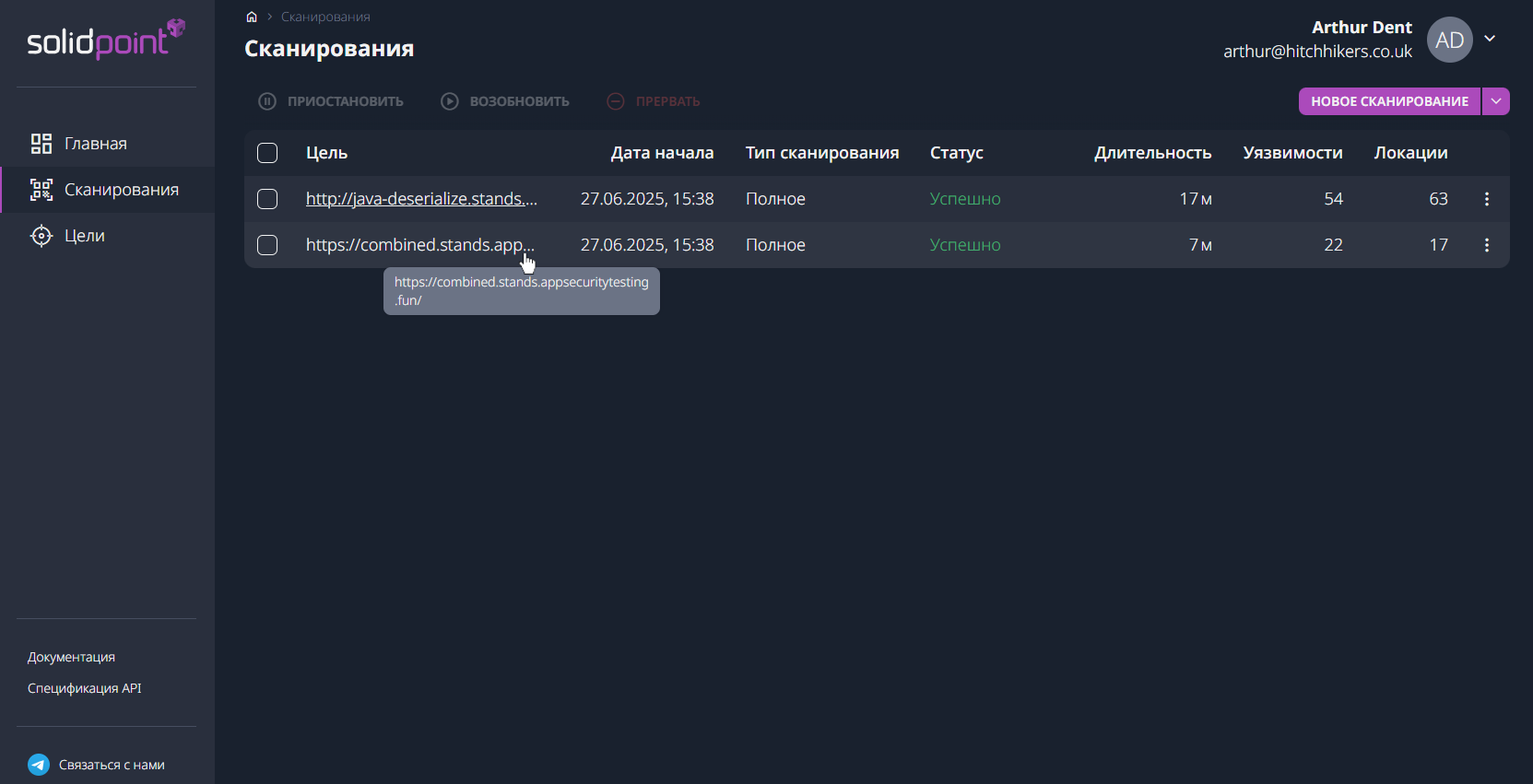 Панель управления SolidPoint. Главная